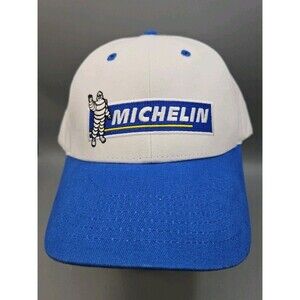 Michelin Man TIRE baseball hat cap White Blue  Tires Adjustable Embroidered